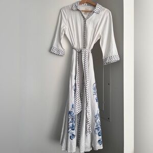 Joie- White and Blue Long Sleeve Dress- Medium- NEW